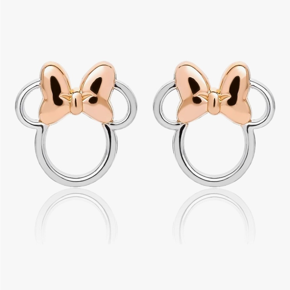 EUC Minnie Mouse Disney Rose Gold Toned Sterling Silver Earrings